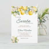 Lemon Citrus Mediterranean Botanical Baby shower Kaart (Staand voorkant)