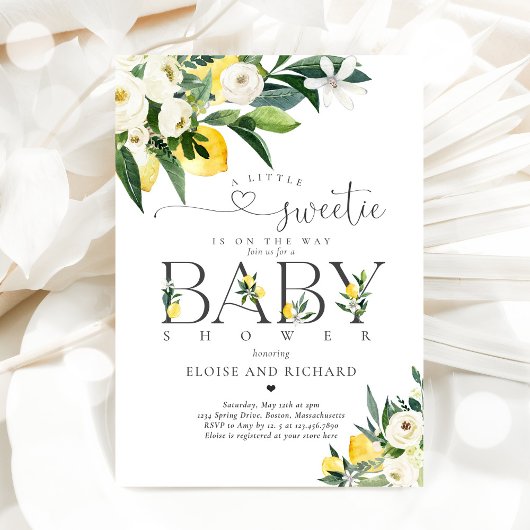 Lemon Citrus Mediterranean Botanical Baby shower Kaart