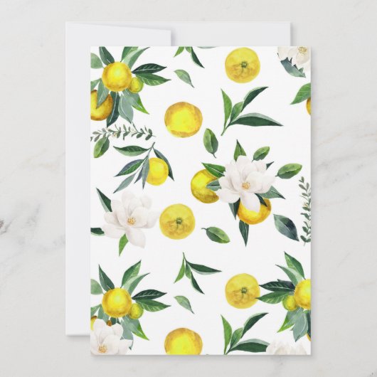 Lemon Citrus Mediterranean Botanical Baby shower Kaart (Achterkant)