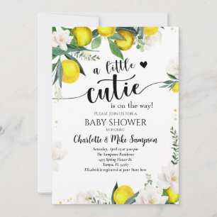 Lemon Citrus Mediterranean Botanical Baby shower Kaart