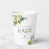 Lemon Citrus Mediterranean Botanical Baby shower Papieren Bekers (Achterkant)
