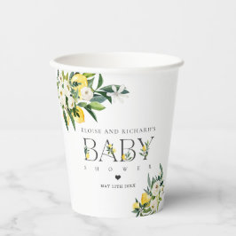 Lemon Citrus Mediterranean Botanical Baby shower Papieren Bekers