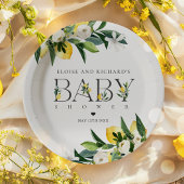 Lemon Citrus Mediterranean Botanical Baby shower Papieren Bordje