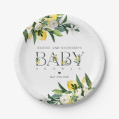 Lemon Citrus Mediterranean Botanical Baby shower Papieren Bordje (Voorkant)