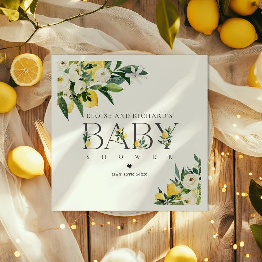 Lemon Citrus Mediterranean Botanical Baby shower Servet
