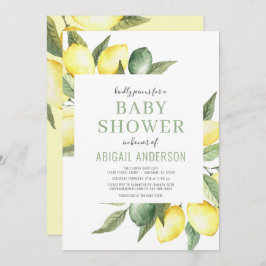 Lemon Citrus Modern Waterverf Baby shower Kaart