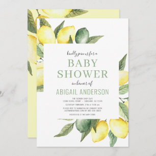 Lemon Citrus Modern Waterverf Baby shower   Kaart