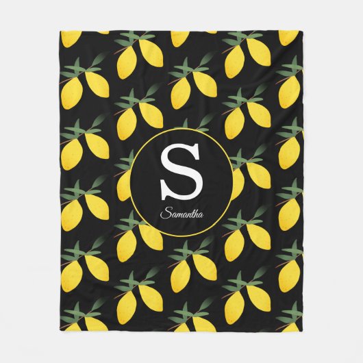 Lemon Citrus Monogram Fleece Deken (Voorkant)