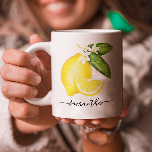 Lemon Citrus Monogram Koffiemok
