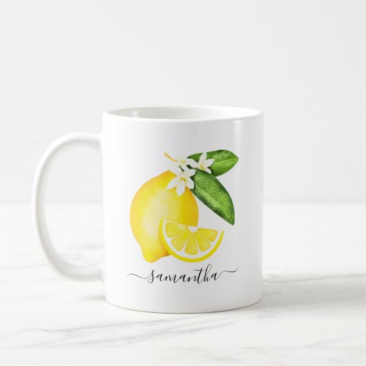 Lemon Citrus Monogram Koffiemok (Links)