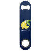 Lemon Citrus Monogram Navy Blue Speed Flessenopener (Achterkant)