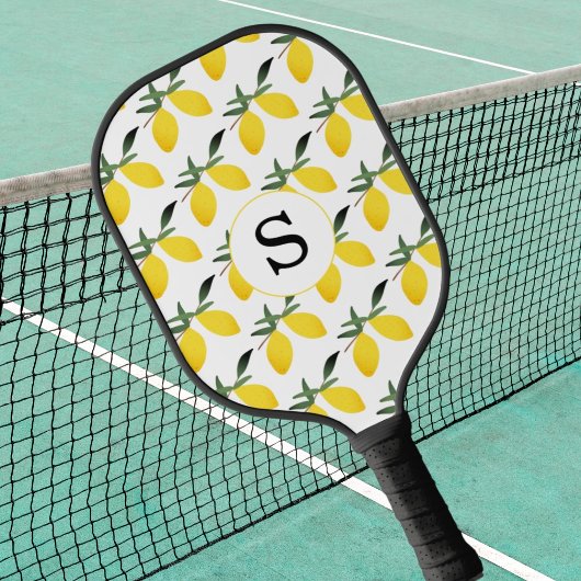 Lemon Citrus Monogram Pickleball Paddle