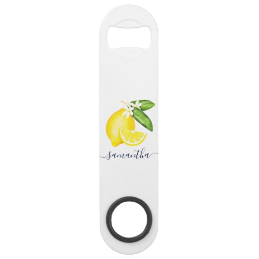 Lemon Citrus Monogram White Speed Flessenopener (Voorkant)