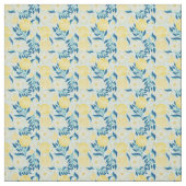 Lemon Citrus Pastel Blue Floral Stof (Swatch)