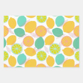 Lemon Citrus Pattern in Blauwgroen en geel Inpakpapier Vel (Voorkant)
