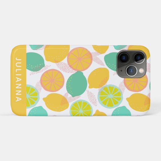 Lemon Citrus Pattern in Blauwgroen Geel Gepersonal Case-Mate iPhone Case (Achterkant (horizontaal))