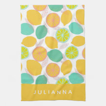 Lemon Citrus Pattern in Blauwgroen Geel Gepersonal