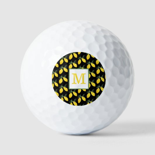 Lemon Citrus Pattern Monogram Golfballen (Voorkant)