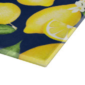 Lemon Citrus Pattern Monogram Navy Blue Snijplank (Hoek)