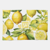 Lemon Citrus Pattern Monogram Theedoek (Horizontaal)