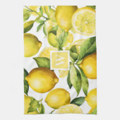 Lemon Citrus Pattern Monogram Theedoek (Verticaal)