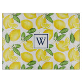 Lemon Citrus Pattern Monogram White Placemat Snijplank (Voorkant)