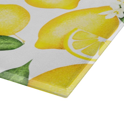 Lemon Citrus Pattern Monogram White Placemat Snijplank (Hoek)