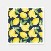 Lemon Citrus Pattern Navy Blue Servet (Voorkant)