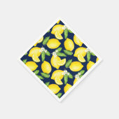 Lemon Citrus Pattern Navy Blue Servet (Hoek)