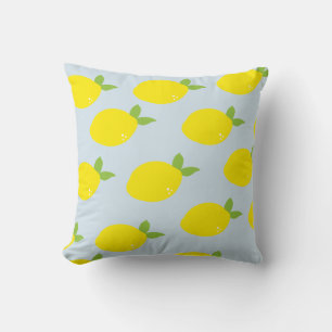 Lemon Citrus Pattern Sky Blue Pillow Kussen