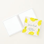 Lemon Citrus Pink Check Baby shower Gastboek Notitieboek (Binnen)