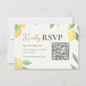Lemon Citrus QR Code Wedding RSVP Card (Voorkant)