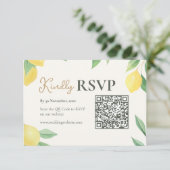 Lemon Citrus QR Code Wedding RSVP Card (Staand voorkant)
