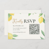Lemon Citrus QR Code Wedding RSVP Card (Voorkant / Achterkant)