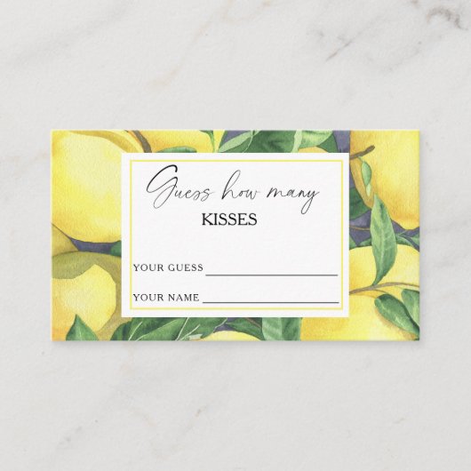 Lemon citrus - raad eens hoeveel kisses brudal gam informatiekaartje (Voorkant)