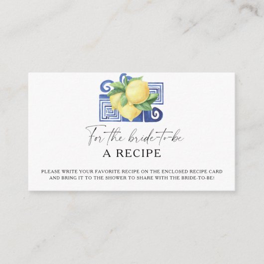 Lemon Citrus - Recipe voor de bruid Informatiekaartje (Voorkant)