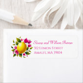 Lemon Citrus Roze Bloemen Zomer Retour Adres Etiket (Insitu)