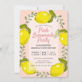 Lemon Citrus Roze Limonade Party Uitnodiging (Voorkant)