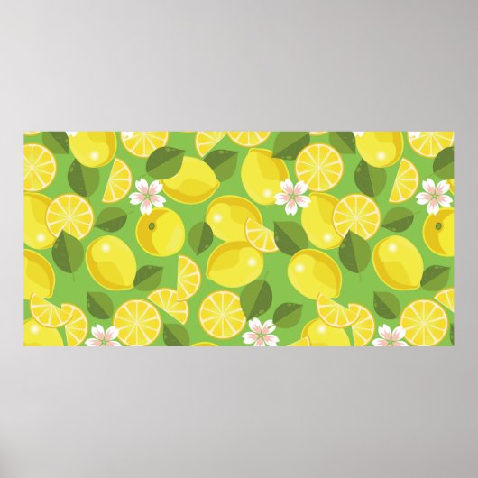 Lemon citrus seamless pattern background poster (Voorkant)