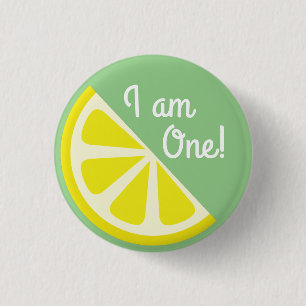 Lemon Citrus Slice Fruit 1st Birthday Button Pin