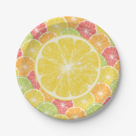 Lemon Citrus Slices Papieren Bordje (Voorkant)