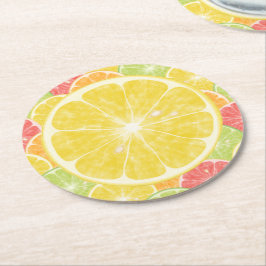 Lemon Citrus Slices Round Paper-Onderzetter Ronde Kartonnen Onderzetter