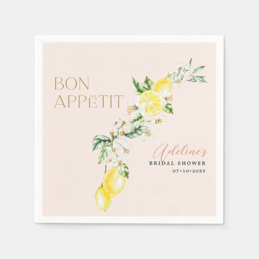 Lemon Citrus Soft Blush Main Squeeze Vrijgezellenf Servet (Voorkant)