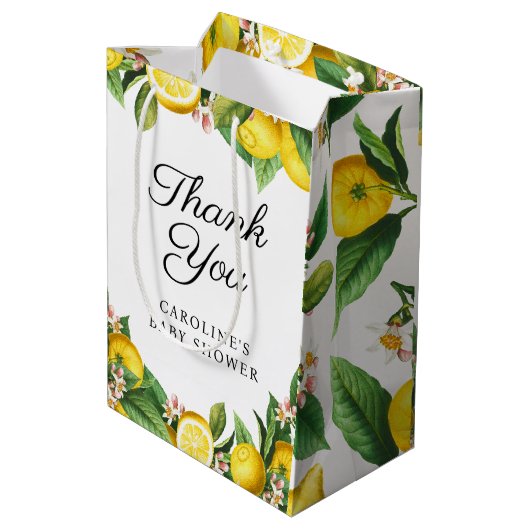 Lemon Citrus Summer Baby shower Medium Cadeauzakje (Achterkant Gekanteld)