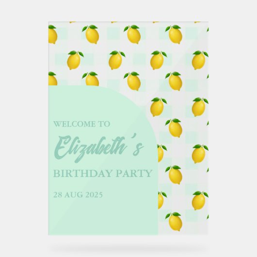 Lemon Citrus Summer Birthday Acryl Bord (Voorkant)