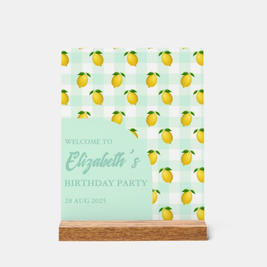 Lemon Citrus Summer Birthday Acryl Bord (Voorkant)