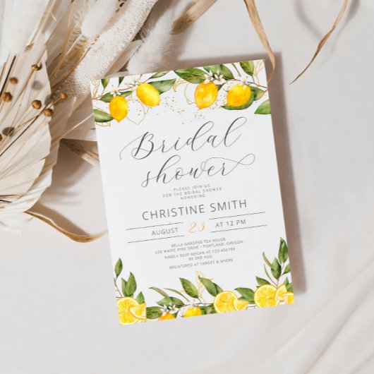 Lemon Citrus Summer Bridal Shower Kaart