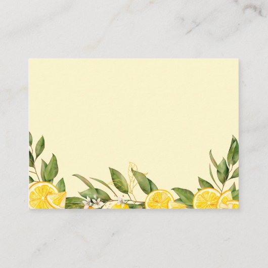 Lemon Citrus Summer Display Shower Vrijgezellenfee Informatiekaartje (Achterkant)