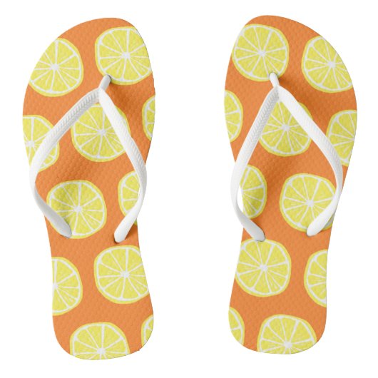 Lemon Citrus Summer Tropical Fruit Yellow Sinaasap Teenslippers (Voetbed)