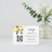 Lemon Citrus Summer werkt QR Code Weddenschap RSVP Informatiekaartje (Staand voorkant)